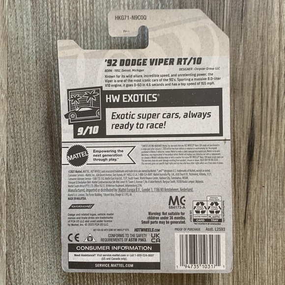 Hot Wheels Car 92 Dodge Viper RT/10 HotWheels HW New Mainline First Casting 2023 - Picture 3 of 4